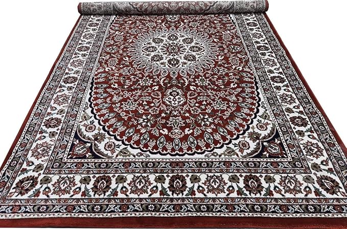 Beige Kashmiri Wool Traditional Kashmiri Carpet