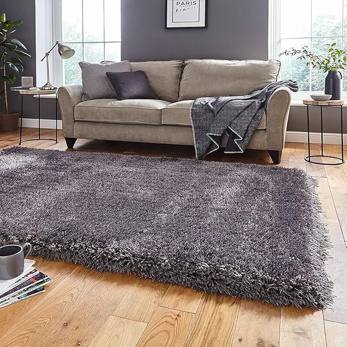 Dark Grey Microfiber Solid Handcrafted Ultra Soft Shaggy Carpet