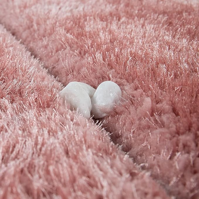 Pink Diamond Cut Microfiber Plush Shaggy Carpet