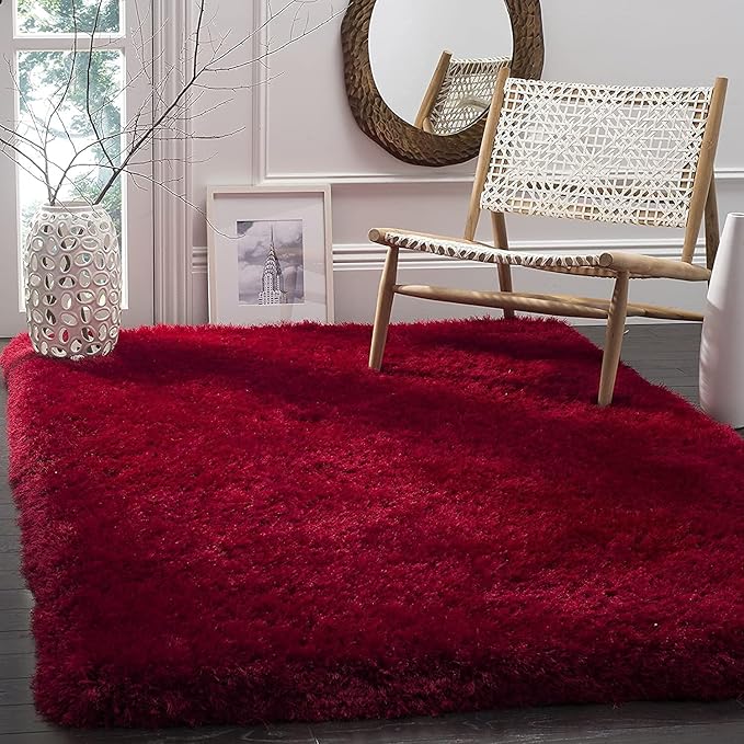 Maroon Microfiber Solid Handcrafted Ultra Soft Shaggy Carpet