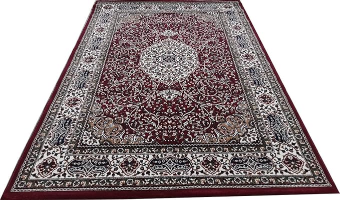 Maroon Kashmiri Wool Traditional Kashmiri Carpet