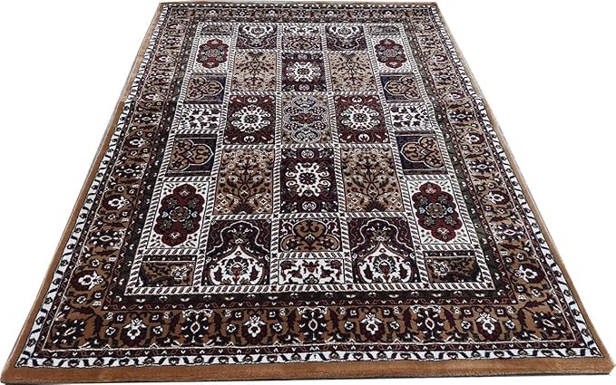 Golden Kashmiri Wool Traditional Kashmiri Carpet