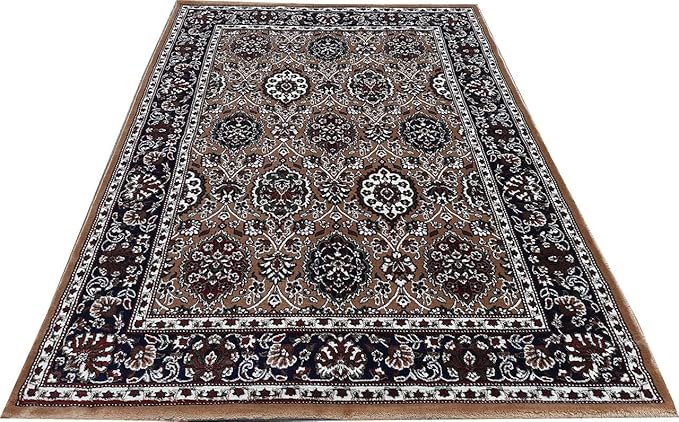 Golden Kashmiri Wool Traditional Kashmiri Carpet