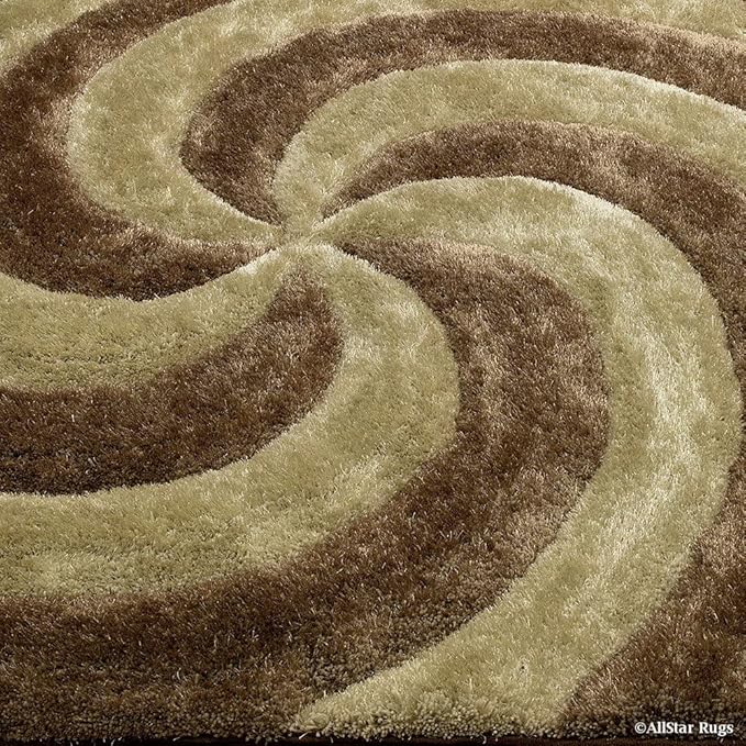 Beige & Ivory Microfiber Handcrafted Super Soft Tornado Shaggy Carpet