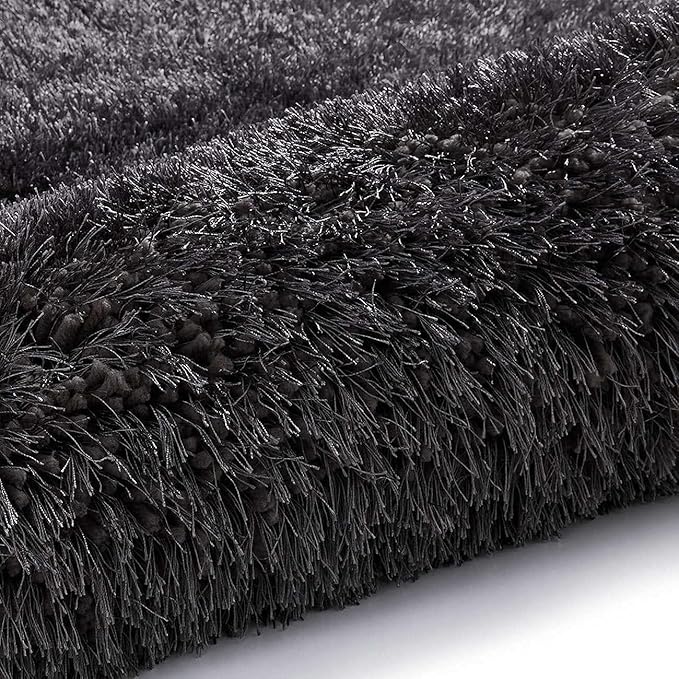 Dark Grey Microfiber Solid Handcrafted Ultra Soft Shaggy Carpet