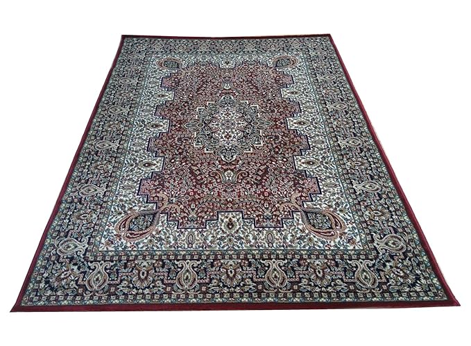 Maroon Kashmiri Wool Traditional Kashmiri Carpet