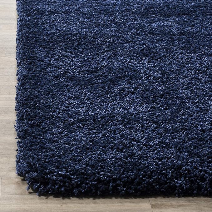 Blue Microfiber Solid Handcrafted Ultra Soft Shaggy Carpet