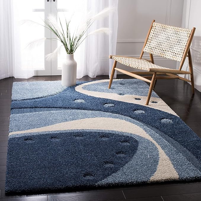 Blue Milkyway Microfiber Super Soft Hi-Lo Shaggy Carpet