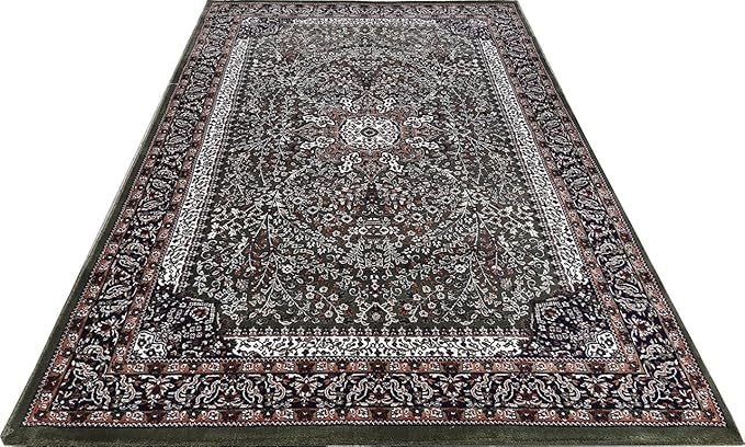 Green Kashmiri Wool Traditional Kashmiri Carpet