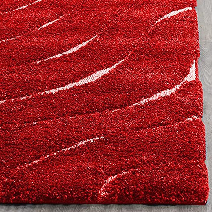 Red Wave Microfiber Super Soft Anti Skid Shaggy Carpet