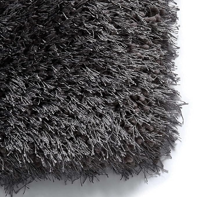 Dark Grey Microfiber Solid Handcrafted Ultra Soft Shaggy Carpet