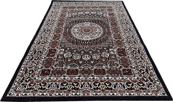 Black Kashmiri Wool Traditional Kashmiri Carpet