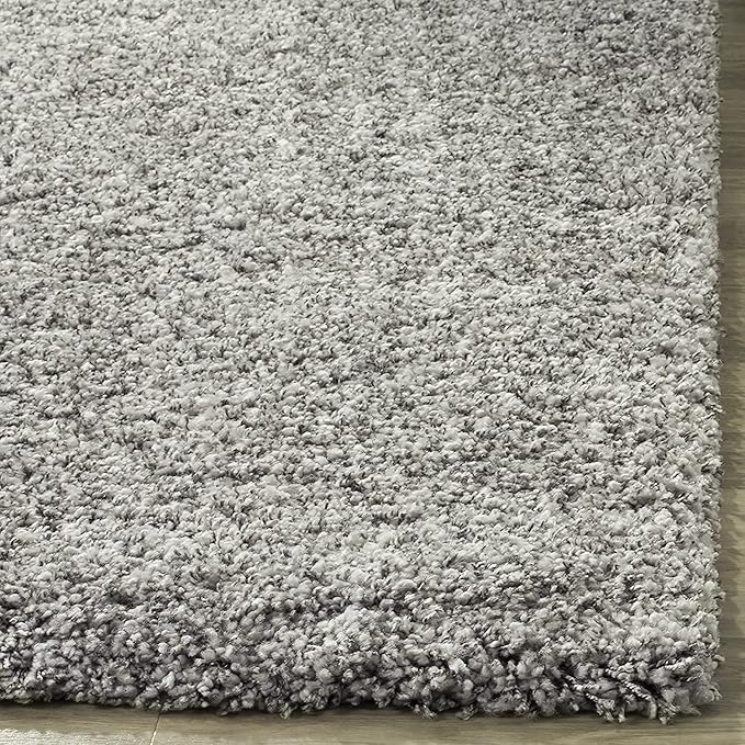 Silver Microfiber Solid Handcrafted Ultra Soft Shaggy Carpet