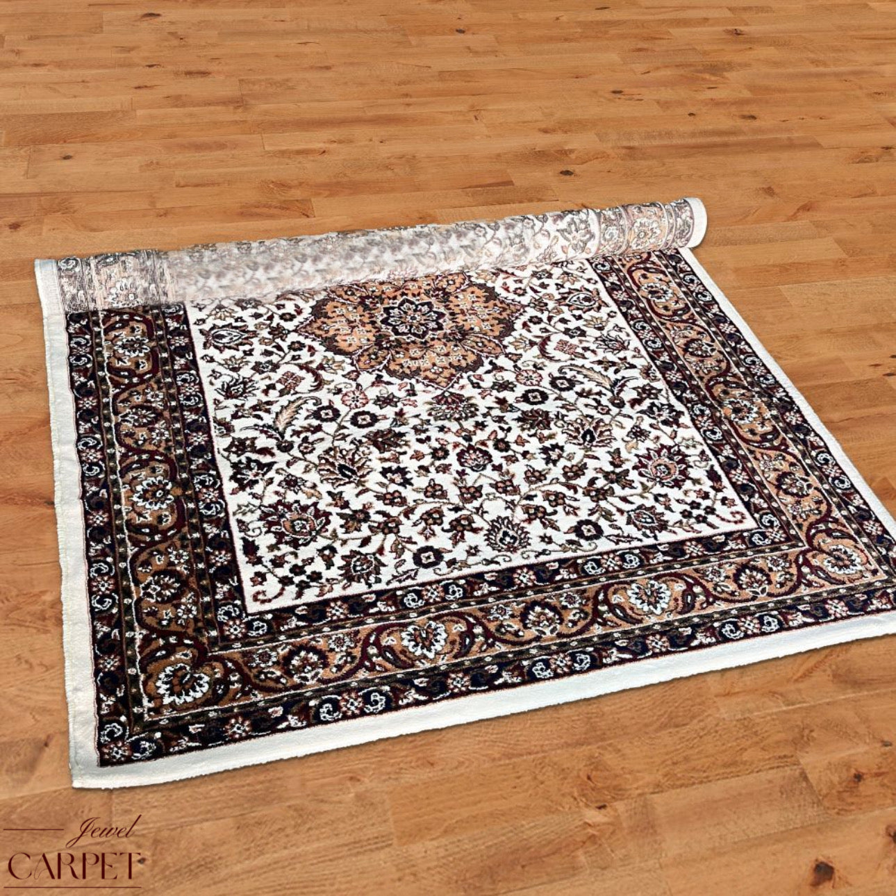 White Persian Wool Traditional Heavy Anti Skid Carpet For Living Room & Bed Room