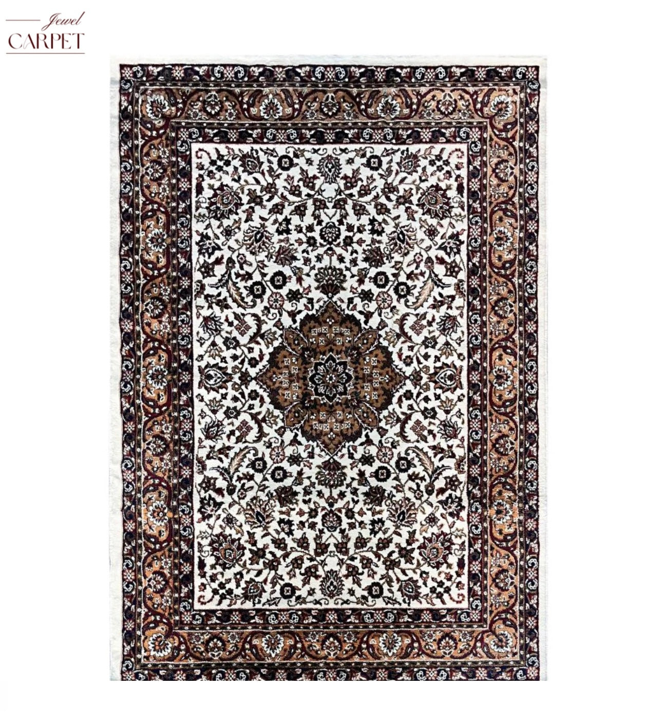 White Persian Wool Traditional Heavy Anti Skid Carpet For Living Room & Bed Room