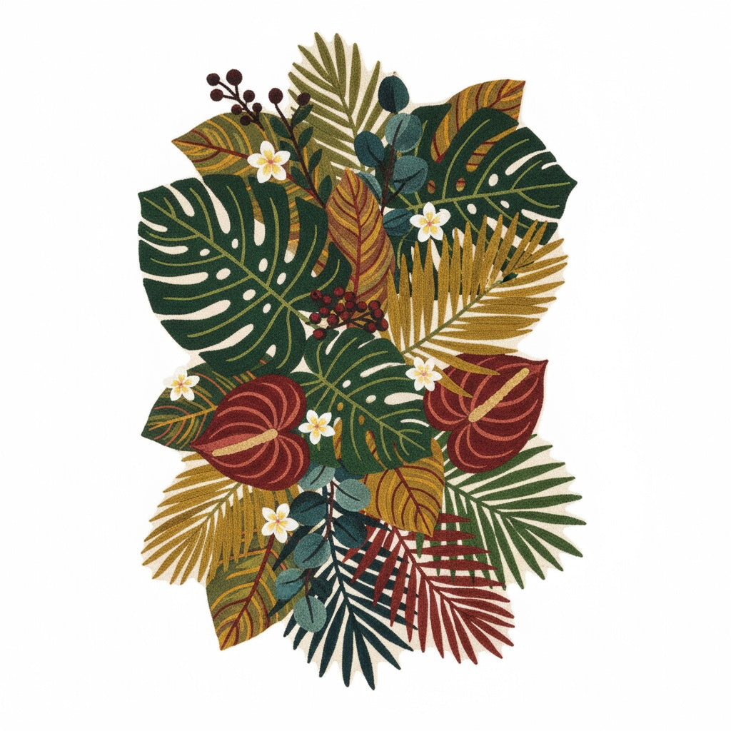 Monstera Bouquet New Zealand Wool Hand Tufted Rug