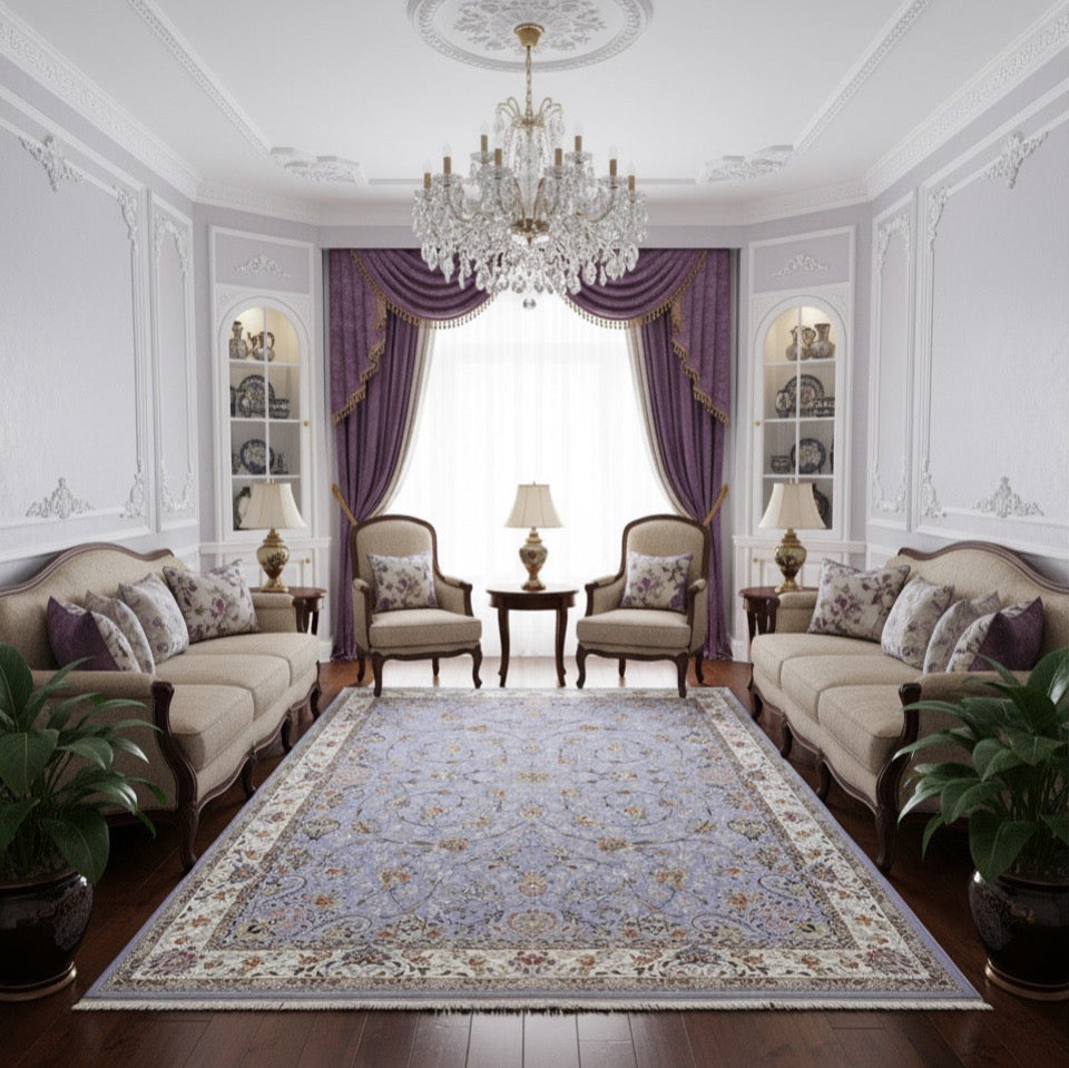 Nadira Iranian Imported Lavender Rug 1500 Reeds