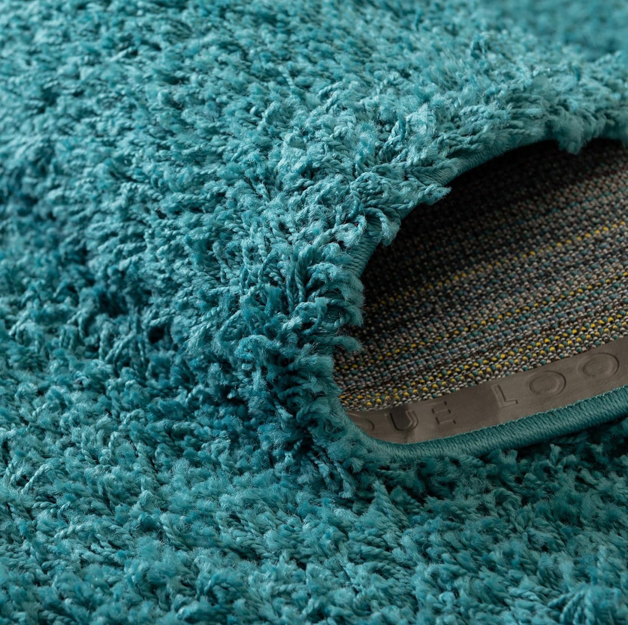 Turqoise Handcrafted Round Solid Microfiber Plush Anti Skid Shaggy Carpet