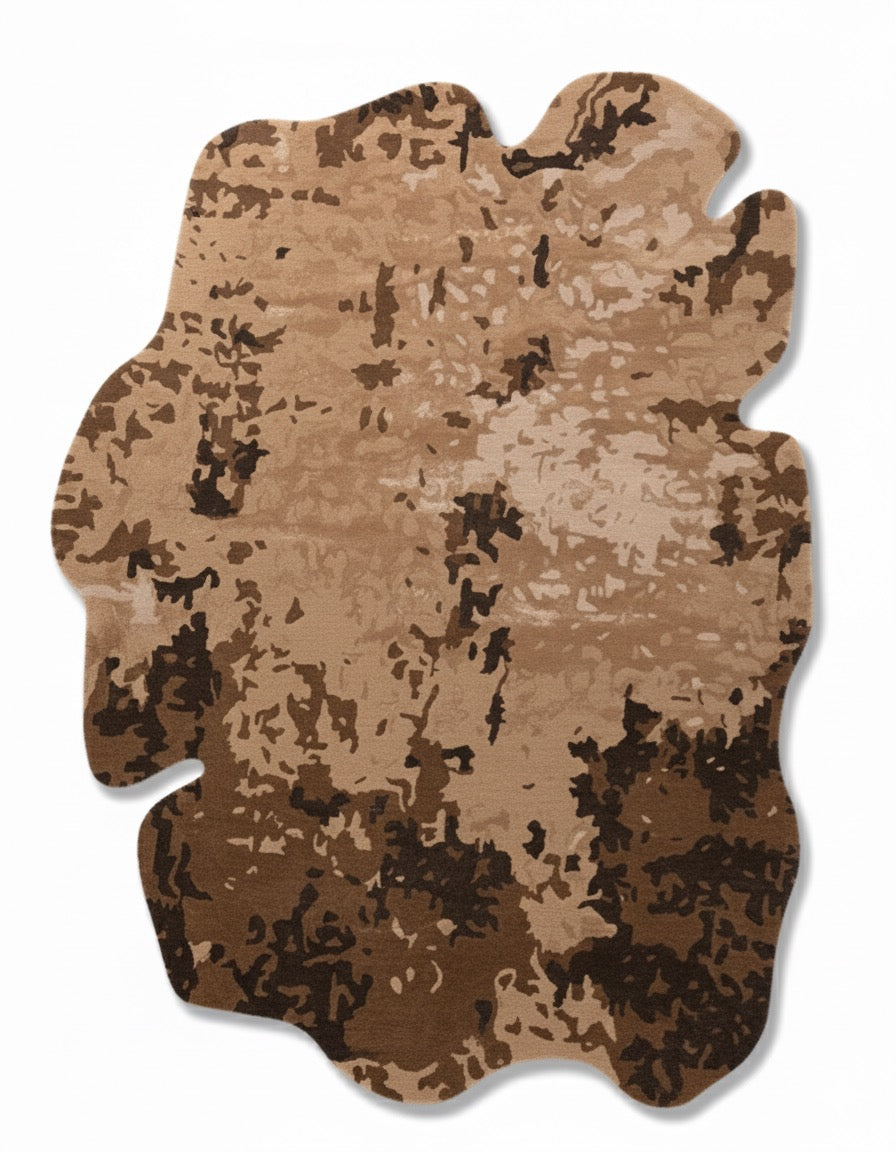 The Distortion New Zealand Wool & Silk Irregular Shaped Rug