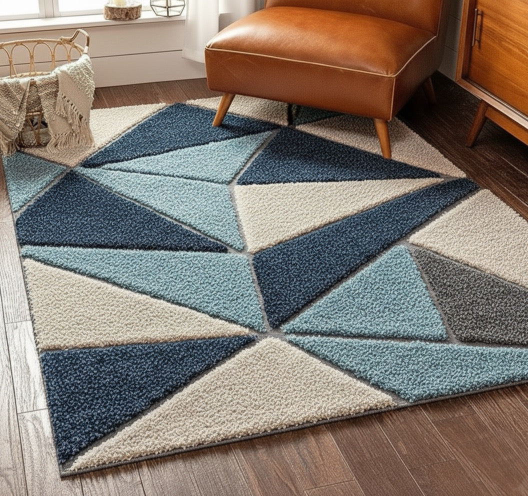 Navy Blue Microfiber Super Soft Anti Skid Shaggy Carpet