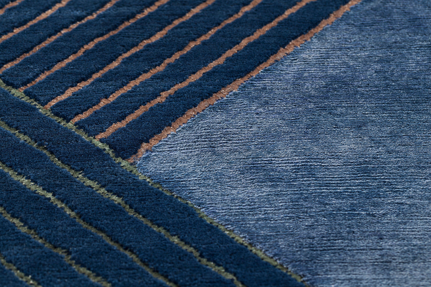 Hand Woven Grey Striped Viscose / Wool Rug