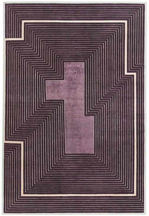 Handwoven Purple Border Wool / Viscose Rug