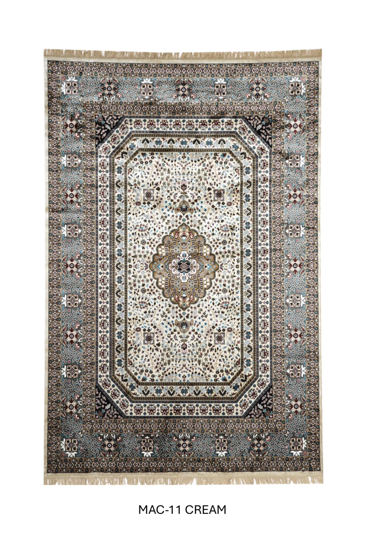 Cream Persian Silk Carpet For Living Room & Bedroom Anti Skid Heavy Rug