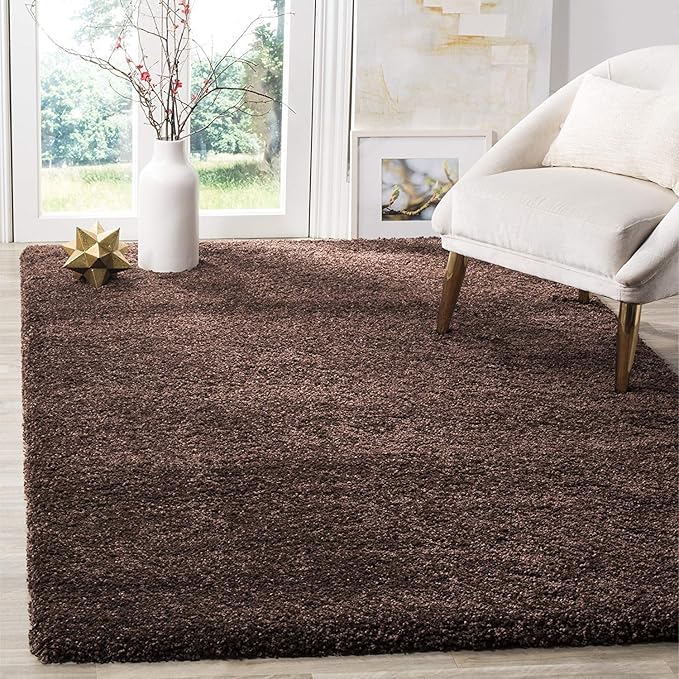 Brown Microfiber Solid Handcrafted Ultra Soft Shaggy Carpet