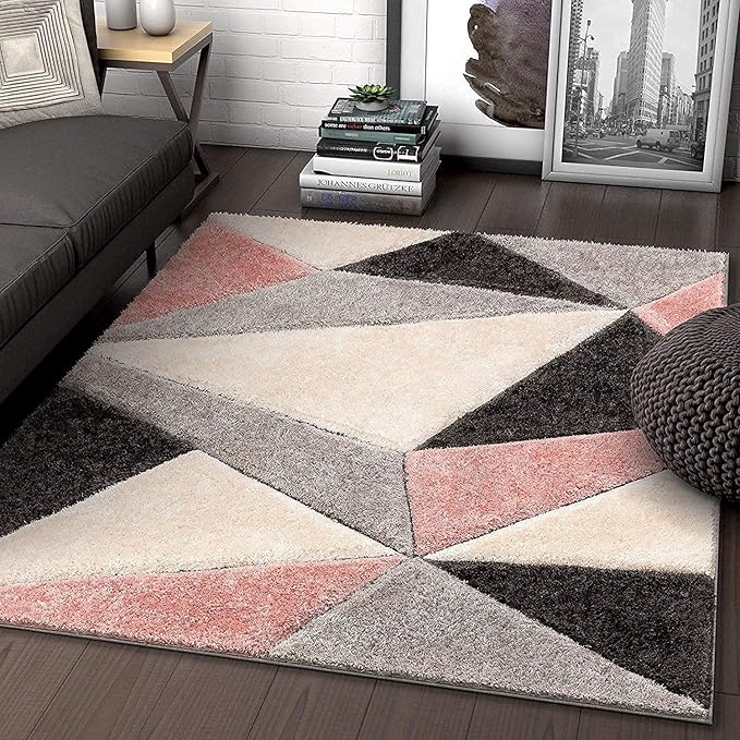 Multicolor Handmade Microfriber Soft & Plush Geometric Shaggy Carpet