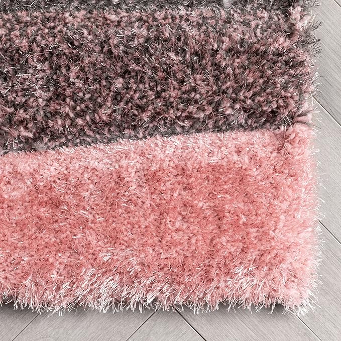 Peach & Charcoal Microfiber Handcrafted Super Soft Anti Skid Shaggy Carpet