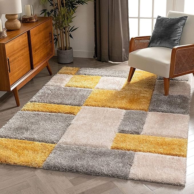 Multicolour Super Soft Microfiber Geometric Roblox Shaggy Carpet