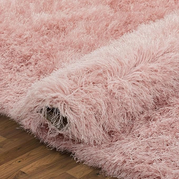 Peach Microfiber Solid Handcrafted Ultra Soft Shaggy Carpet