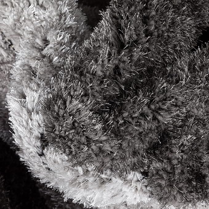 Grey & Black Microfiber Handcrafted Super Soft Anti Skid Shaggy Carpet