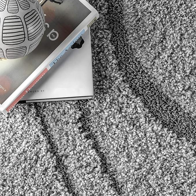 Charcoal Super Soft Microfiber Hi-Lo Pile Swirl Shaggy Carpet