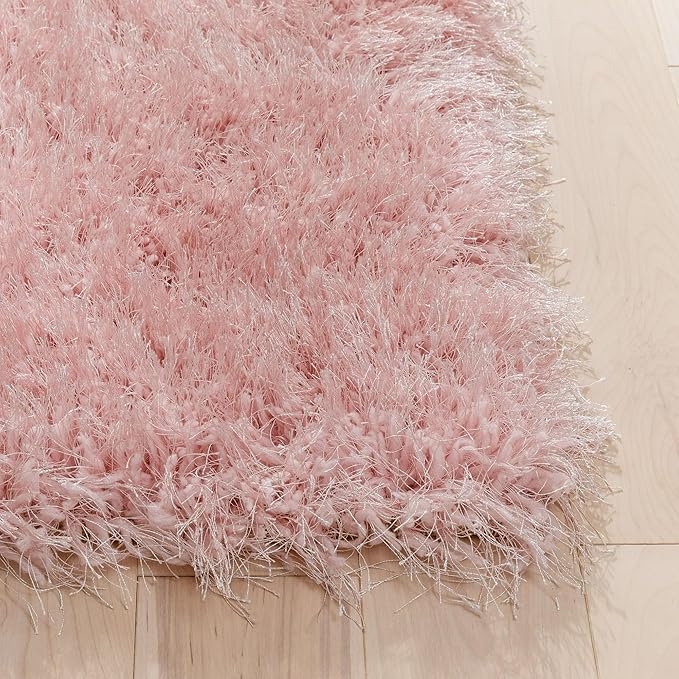 Peach Microfiber Solid Handcrafted Ultra Soft Shaggy Carpet