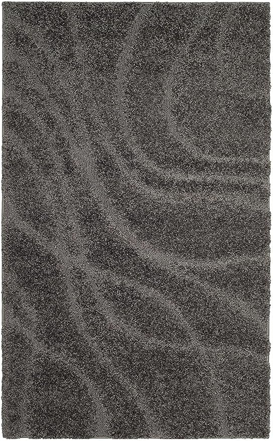 Grey Super Soft Microfiber Hi-Lo Pile Swirl Shaggy Carpet