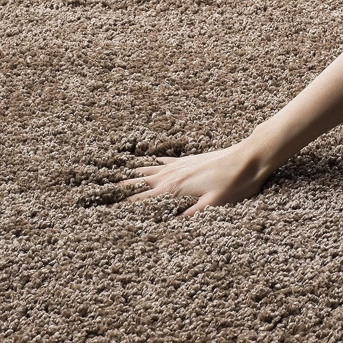 Beige Microfiber Solid Handcrafted Ultra Soft Shaggy Carpet