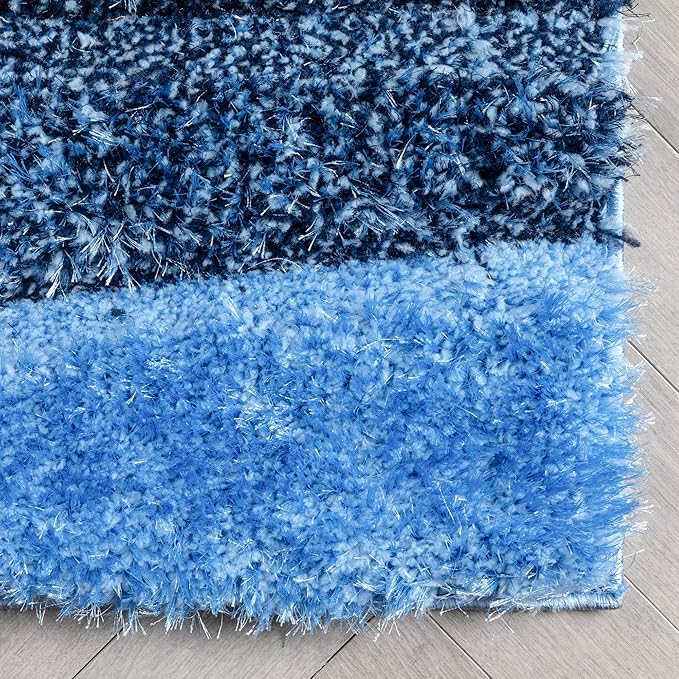 Teal Sky Microfiber Handcrafted Super Soft Anti Skid Shaggy Carpet