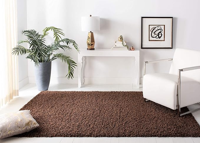 Brown Microfiber Solid Handcrafted Ultra Soft Shaggy Carpet