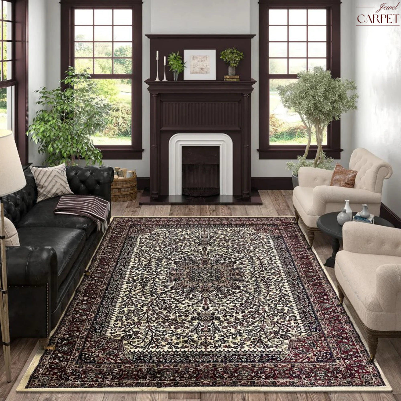 Off White Persian Wool Soft & Plush Traditional Anti Skid Backing Heavy Rug For Living Room & Bed Room