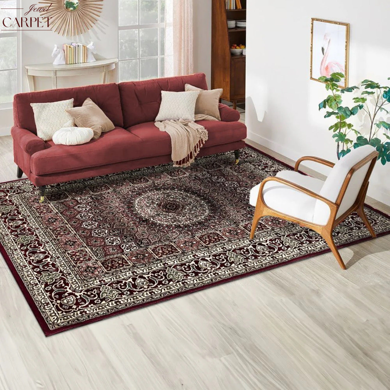 Maroon Persian Wool Anti Skid Heavy Rug For Living Room & Bed Room