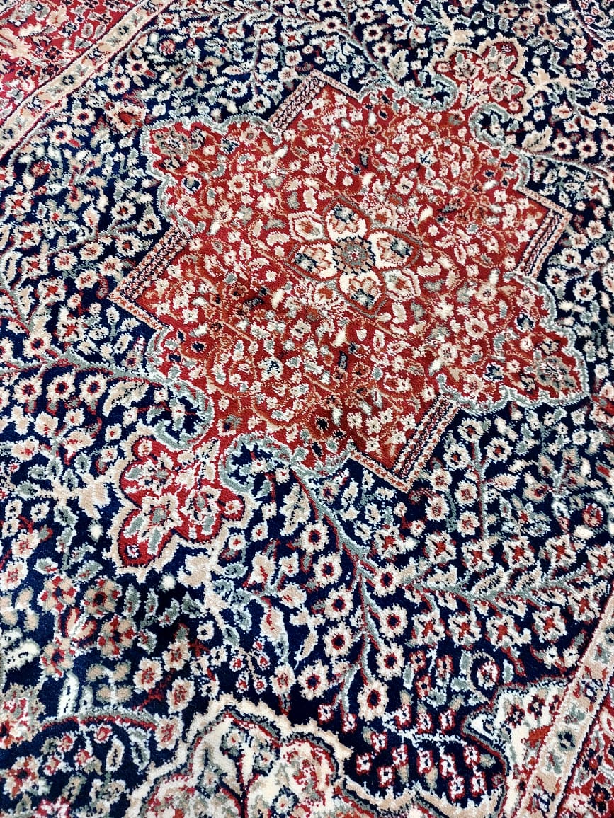 Navy Blue Persian Wool Traditional Anti Skid Heavy Rug For Living Room & Bed Room