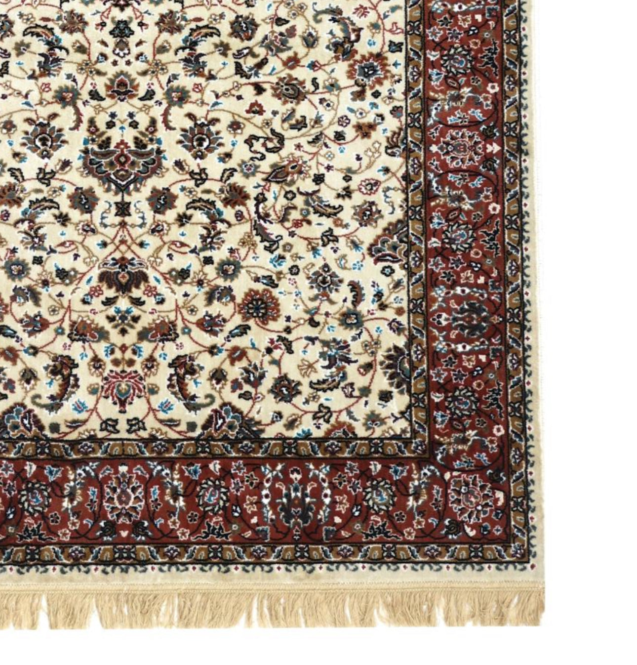Cream Persian Silk Carpet For Living Room & Bedroom Anti Skid Heavy Rug