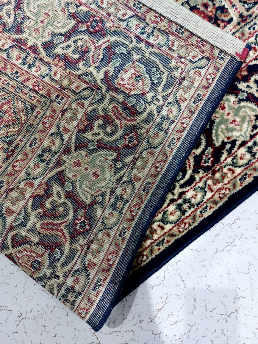 Navy Blue Persian Wool Traditional Heavy Anti Skid Rug For Living Room & Bed Room