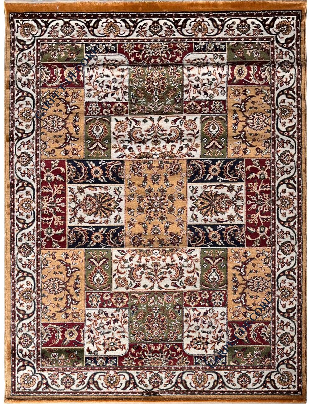 स्वर्ण कश्मीरी ऊन पारंपरिक कश्मीरी कालीन