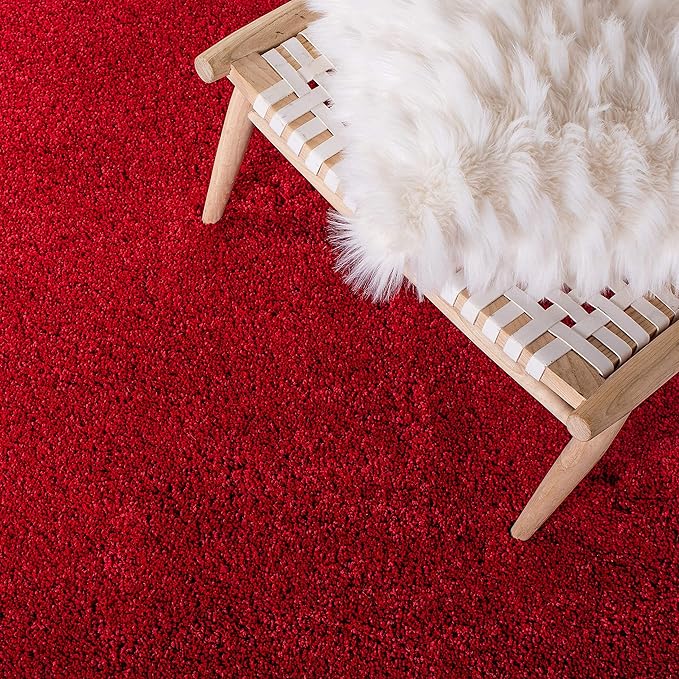 Red Microfiber Solid Handcrafted Ultra Soft Shaggy Carpet