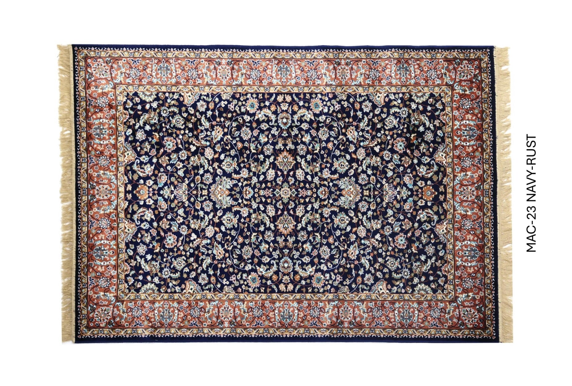 Navy Blue Persian Silk Carpet For Living Room & Bedroom Anti Skid Heavy Rug