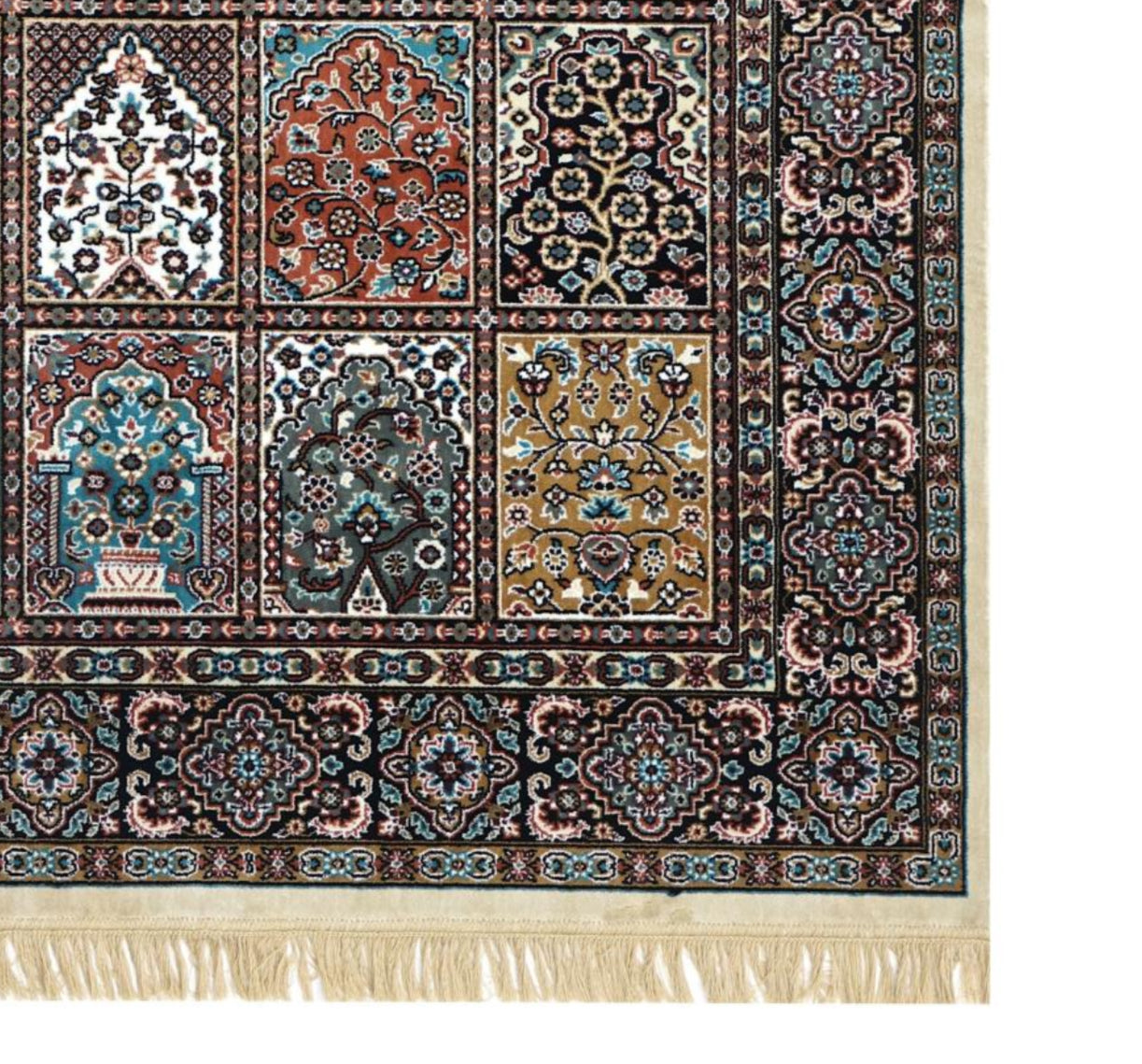 Cream Persian Silk Carpet For Living Room & Bedroom Heavy Anti Skid Rug