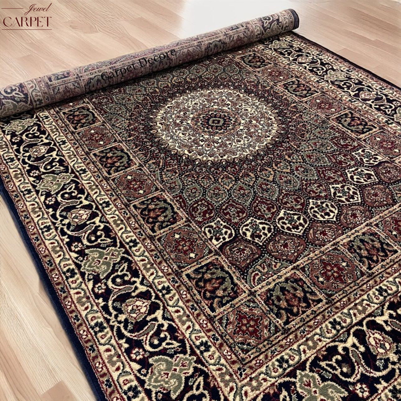 Black Persian Wool Traditional Carpet