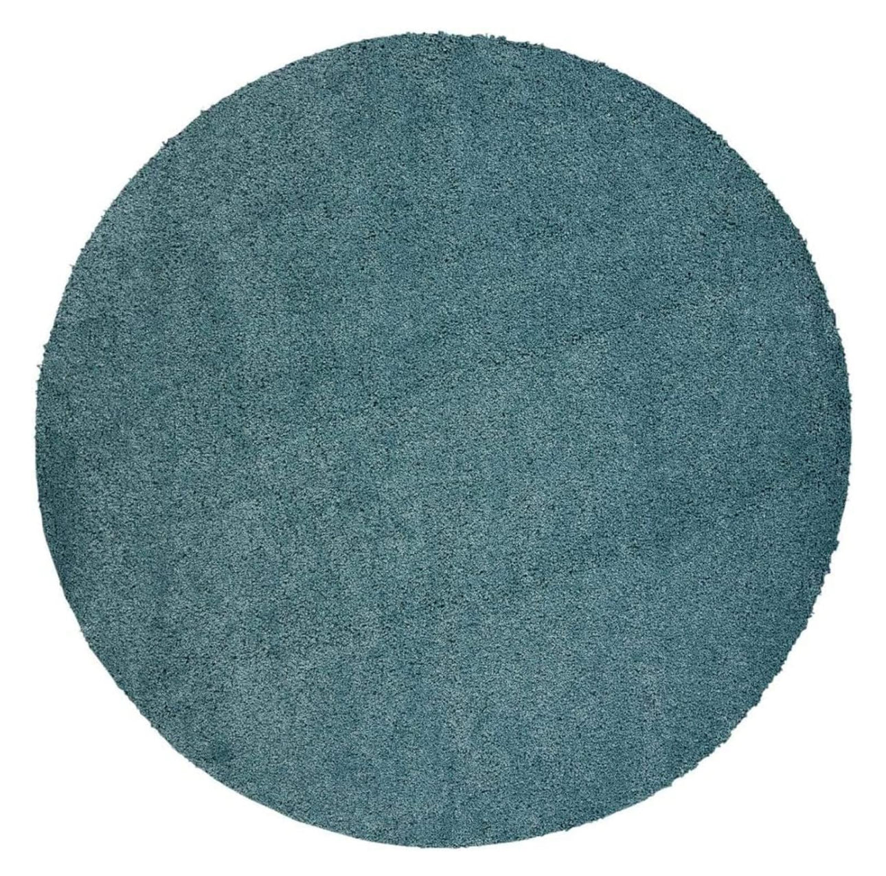 Pastel Blue Handcrafted Round Solid Microfiber Plush Anti Skid Shaggy Carpet